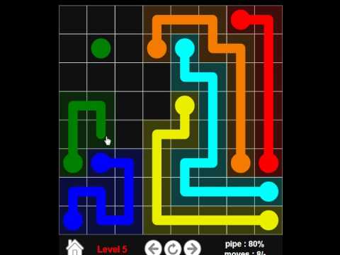 How to play Flow Free Colors Pipes 8X8 Levels 1 through 18, solution Win Every time