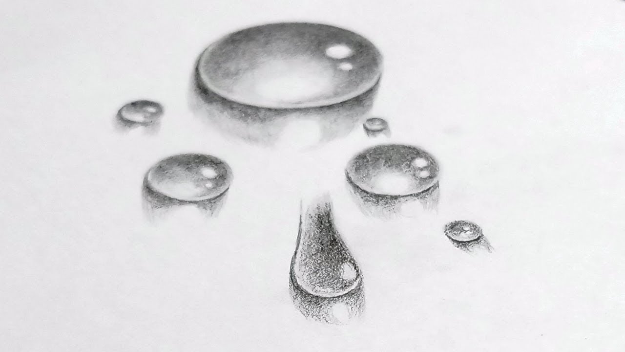 How to Draw Very Realistic Water Drop Pencil Sketch Drawing