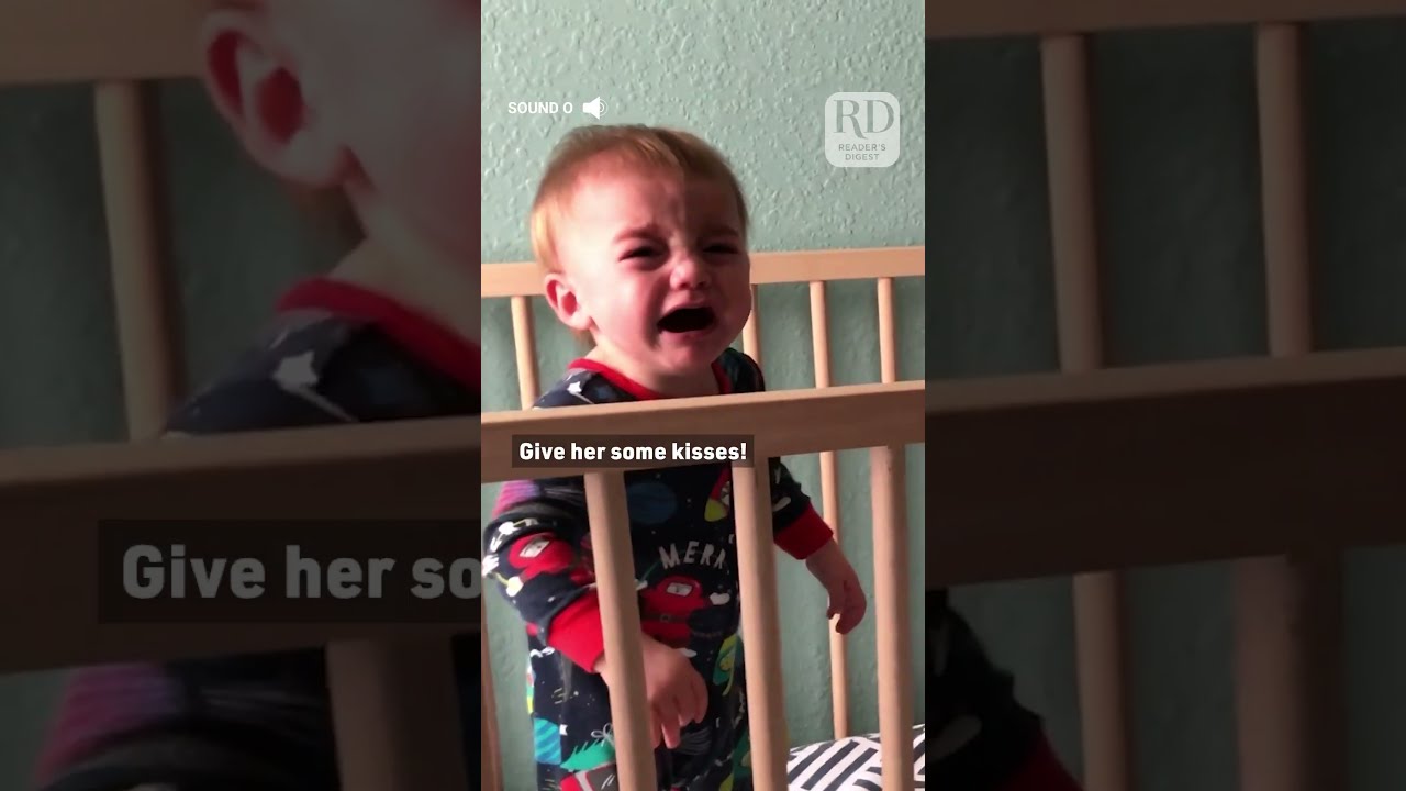 Baby Sister Kisses Her Twin Brother To Comfort Him