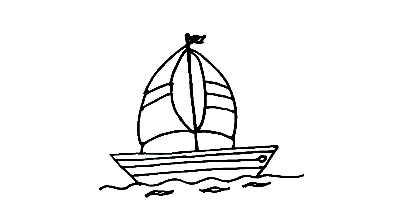 How to draw A sailboat or sailing boat in easy steps for