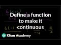 Defining a function at a point to make it continuous | Limits | Differential Calculus | Khan Academy