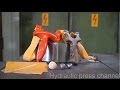 Crushing slingshots, lead ball and bearing ball with hydraulic press