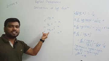 Unit 2: Derivatives Lecture 8! Applied mathematics! Derivatives of Logarithmic and inverse function!