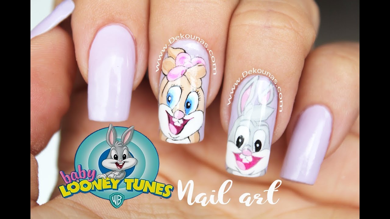 Diseño de uñas Looney Tunes conejos - Looney tunes nail art