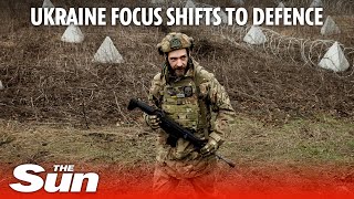 Ukrainian forces deploy 'dragon teeth' line as focus shifts to defence