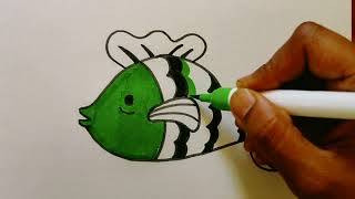 how to draw and colour a fish