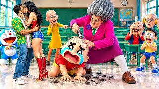 Scary Teacher 😱🔥 Haircut in the Classroom of shinchan!  | Doraemon & Friends React 🤣🤯 screenshot 5