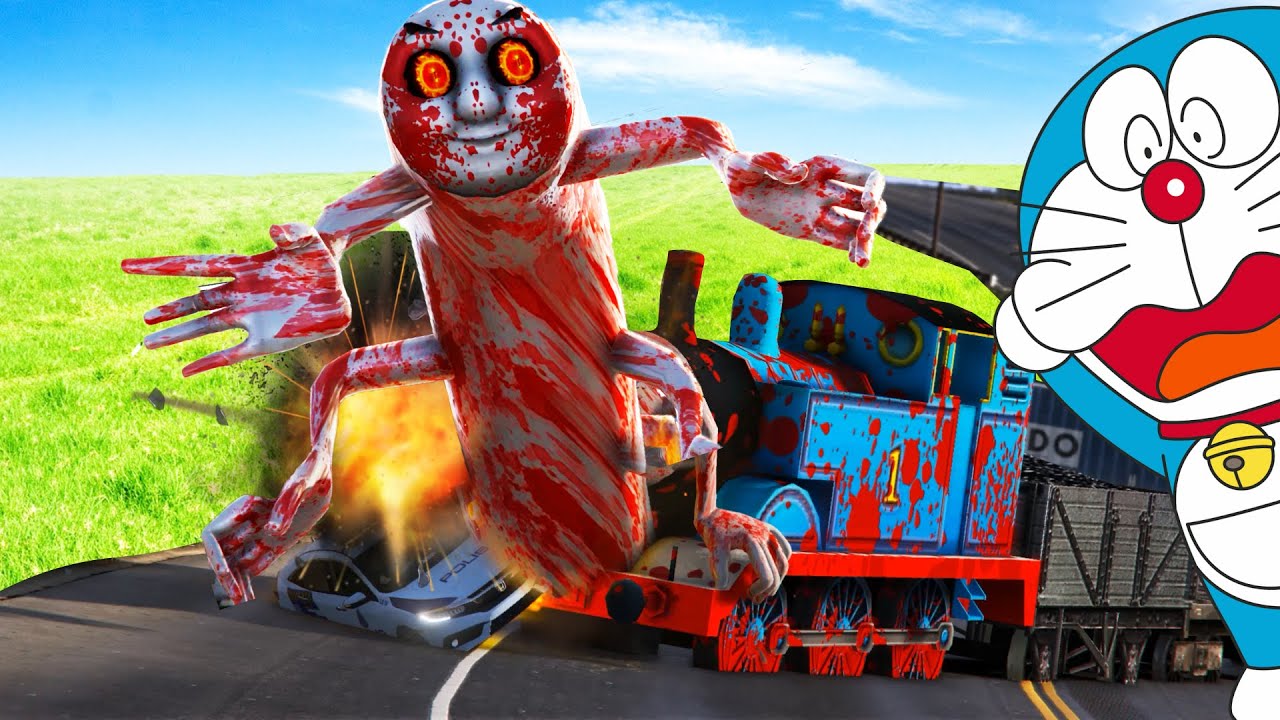 GTA5 汤玛士小火车被诅咒！跑到路上撞死很多人《哆啦A梦的传奇》第二集