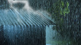 All YOU Need to SLEEP INSTANTLY | Strong Rainstorm on Tin Roof &amp; Powerful Thunder Sounds at Night