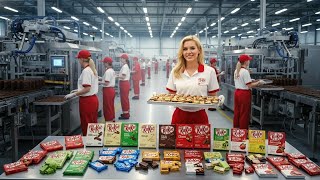 Full Process: Inside the Nestlé KitKat Factory! From Dairy Farm Milk to Billions Dollar $ Chocolate