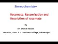Racemate, Racemization and Resolution of racemate by Dr. Shahid Rasool