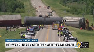 Road reopened after fatal train crash and derailment
