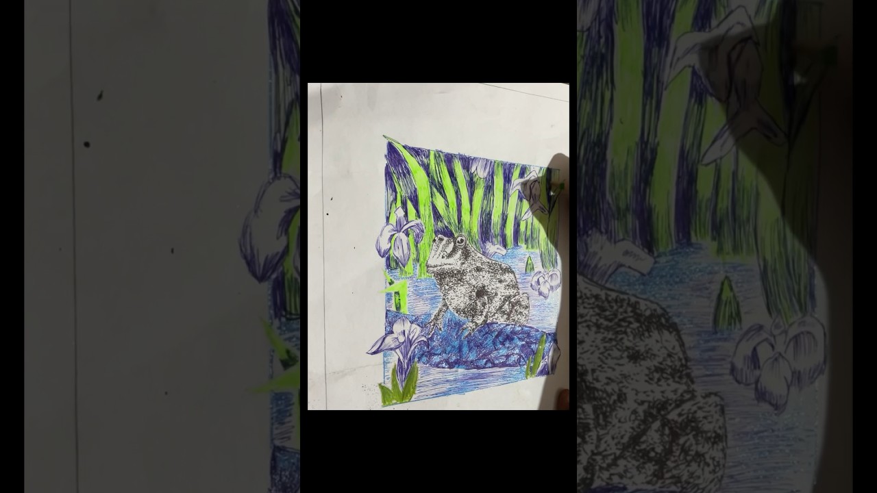 Pen sketch drawing beginners beautiful frog 🐸 