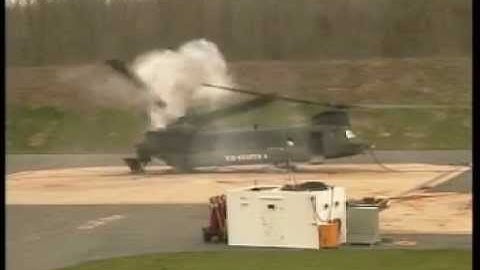 Chinook CH-47 Helicopter Ground Resonance Test and Self Destructs with Rear Tandem Rotor Breaking