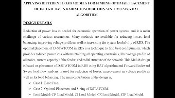 APPLYING DIFFERENT LOAD MODELS FOR FINDING OPTIMAL PLACEMENT OF D STATCOM IN RDS USING BAT ALGORITHM