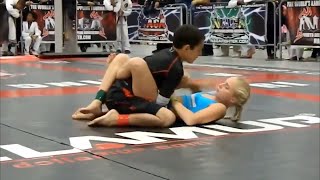 girl vs boy jiu jitsu nogi match girl won with arm bar