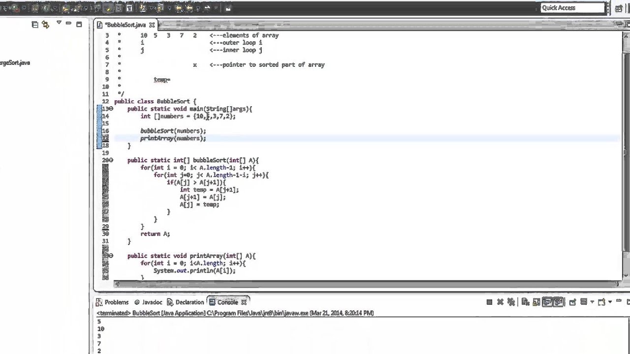 Bubble Sort Java