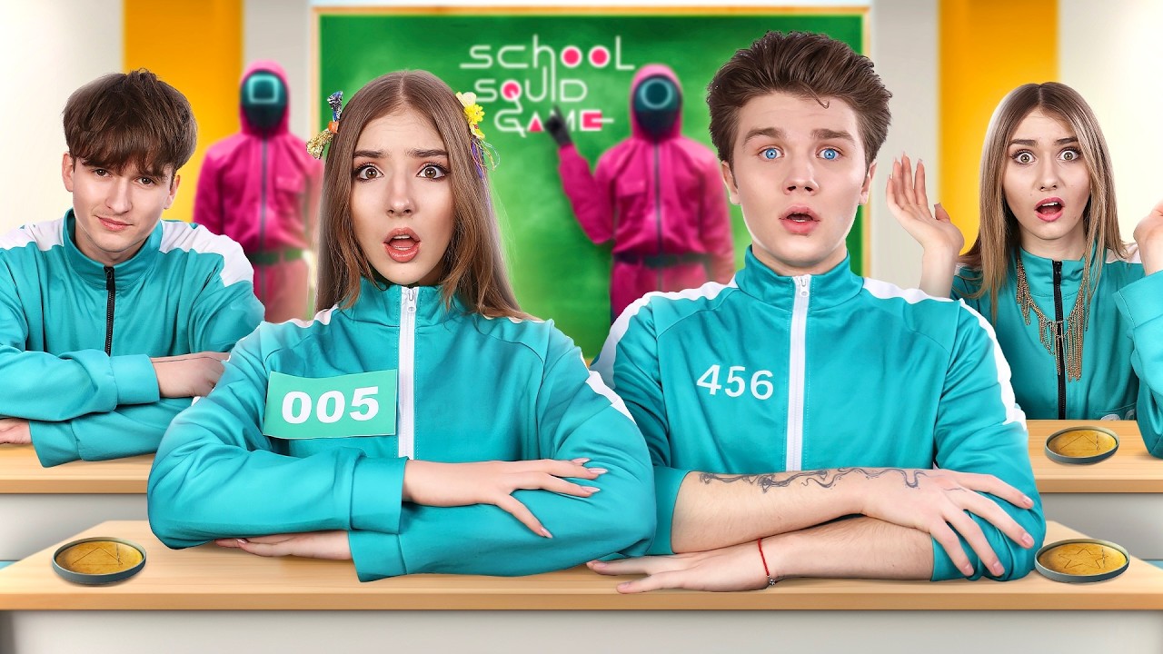 Eljutottunk a Squid Game iskolába! Squid Game-et játszottunk a való életben