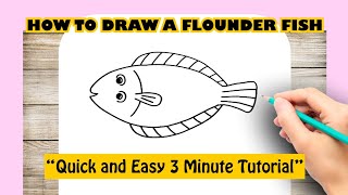 How to Draw A FLOUNDER FISH Easy Step by Step