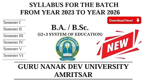 GNDU BA / Bsc ( 1st, 2nd, 3rd, 4th, 5th & 6th Semester ) Syllabus || Gndu Syllabus Download 2023-24
