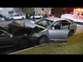 Solo car crash destroys multiple parked vehicles in reseda