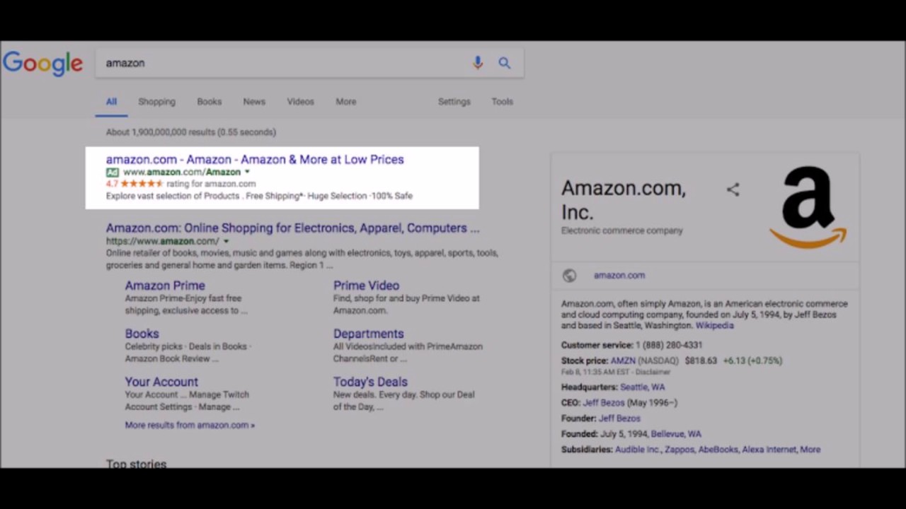 Fake Amazon Ad on Google YouTube