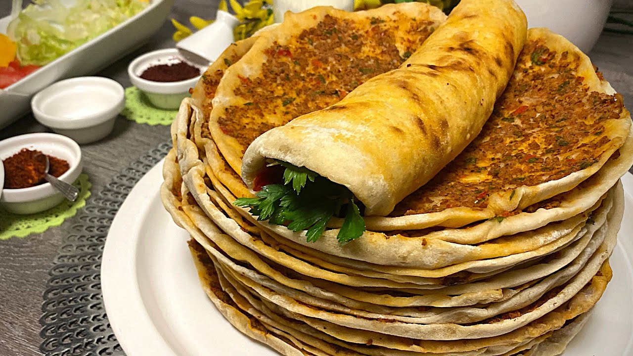 lahmacun || لحم عجين التركي ||بيتزا التركية||بيدا التركية||فطائر تركية