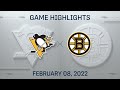 NHL Highlights | Penguins vs. Bruins - Feb. 8, 2022