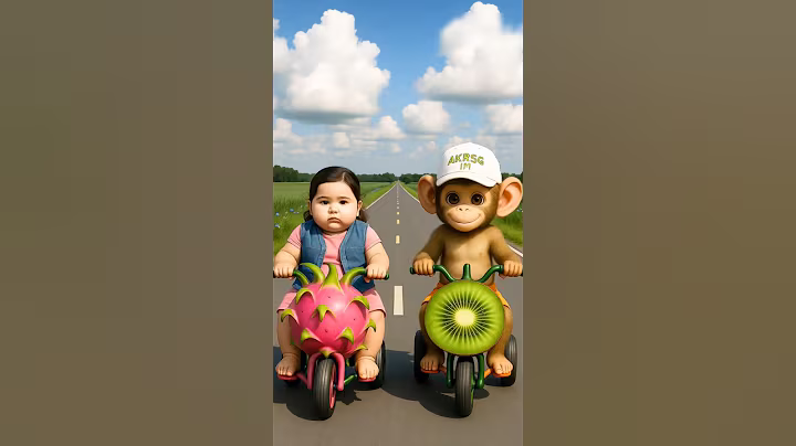 Cute baby and monkey are racing bikes 😢 #ai #cute #baby #monkey #bike