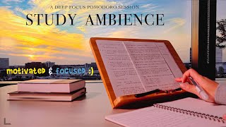 3-HOUR STUDY AMBIENCE ☕ relaxing water sounds/DEEP FOCUS POMODORO TIMER/stay motivated Study With Me