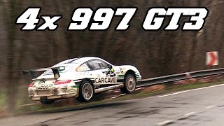 4x Porsche 997 GT3 - Spa Rally 2017 (Jumps, drifts, flames and loud exhausts)