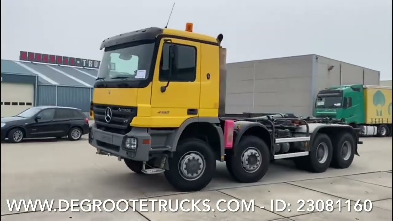 Degroote Trucks: Mercedes-Benz Actros 4150 - 8x6 hooklift container truck for sale