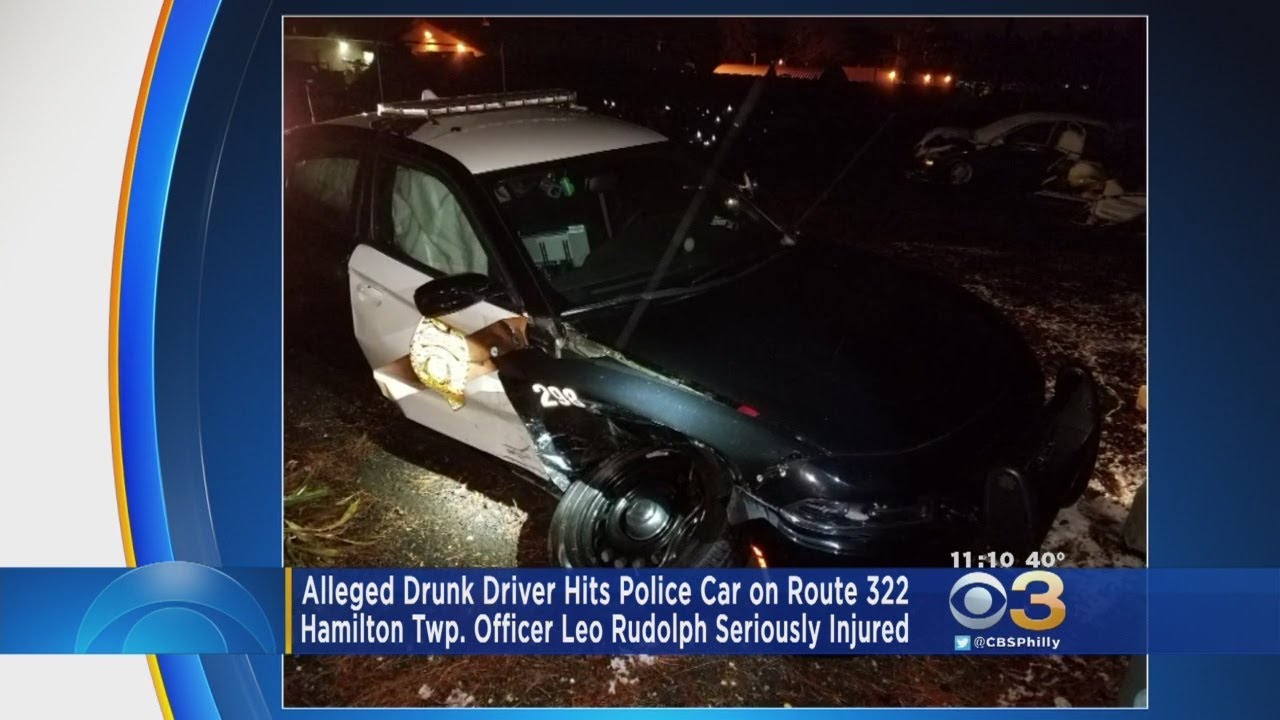 Alleged Drunk Driver Hits Police Car On Route 322 - YouTube