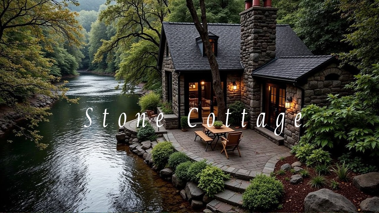 Riverside Stone Cottage – Deep Sleep Healing Music – Peaceful Forest River Ambience for Calm