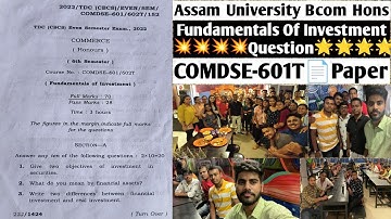 Assam University Bcom Hons Question Paper 2022 | Fundamentals Of Investment | @NavoneetBhattacharjee