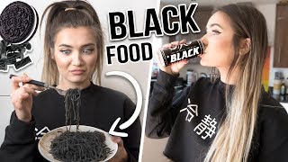 I Only Ate BLACK Food For 24 HOURS Challenge!
