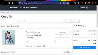 29. Program the cart total price calculation process including the delivery fee