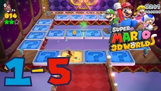 1-5 Switch Scramble Circus - All Green Star & Stamp 100% Gameplay Walkthrough - Super Mario 3D World