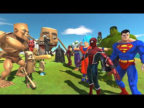 Brainrot Animal Meme Team Tung Tung Tung Sahur VS Team Spider-Man Animal Revolt Battle Simulator.