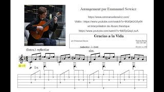 gracias a la vida, violetta Parra, guitare arr. Emmanuel Sowicz, avec TAB pédagogique ahmed kéchi