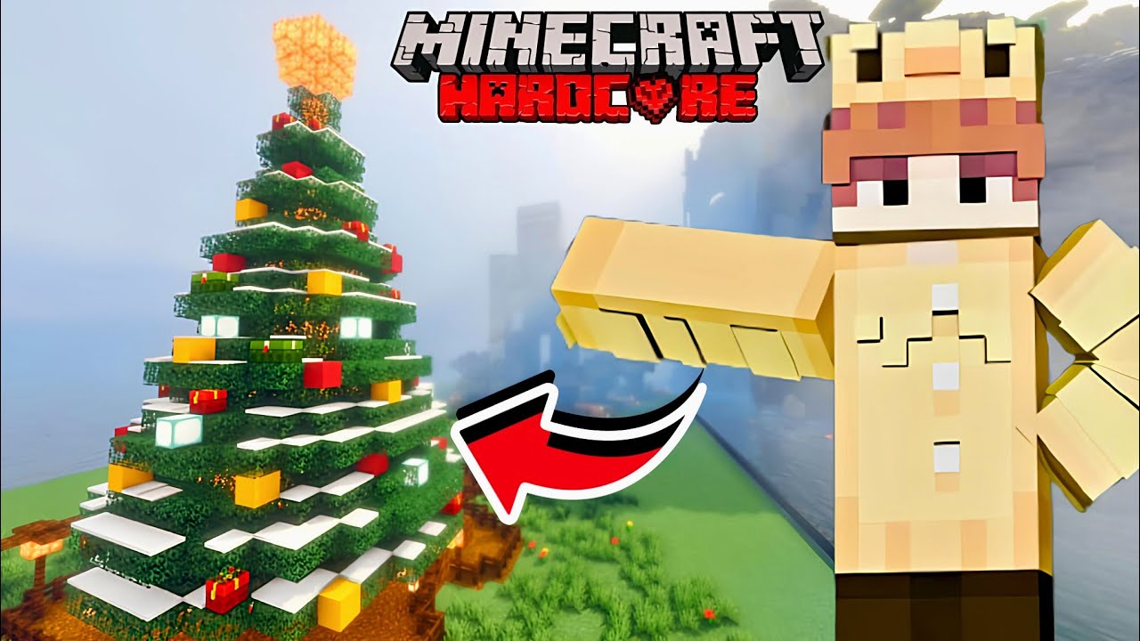 I Build a HUGE CHRISTMAS TREE In My HARDCORE World