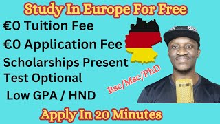 Tuition Free // No Application Fee // Lower Grades // HND // No IELTS / Migrate to Europe In 2024-25