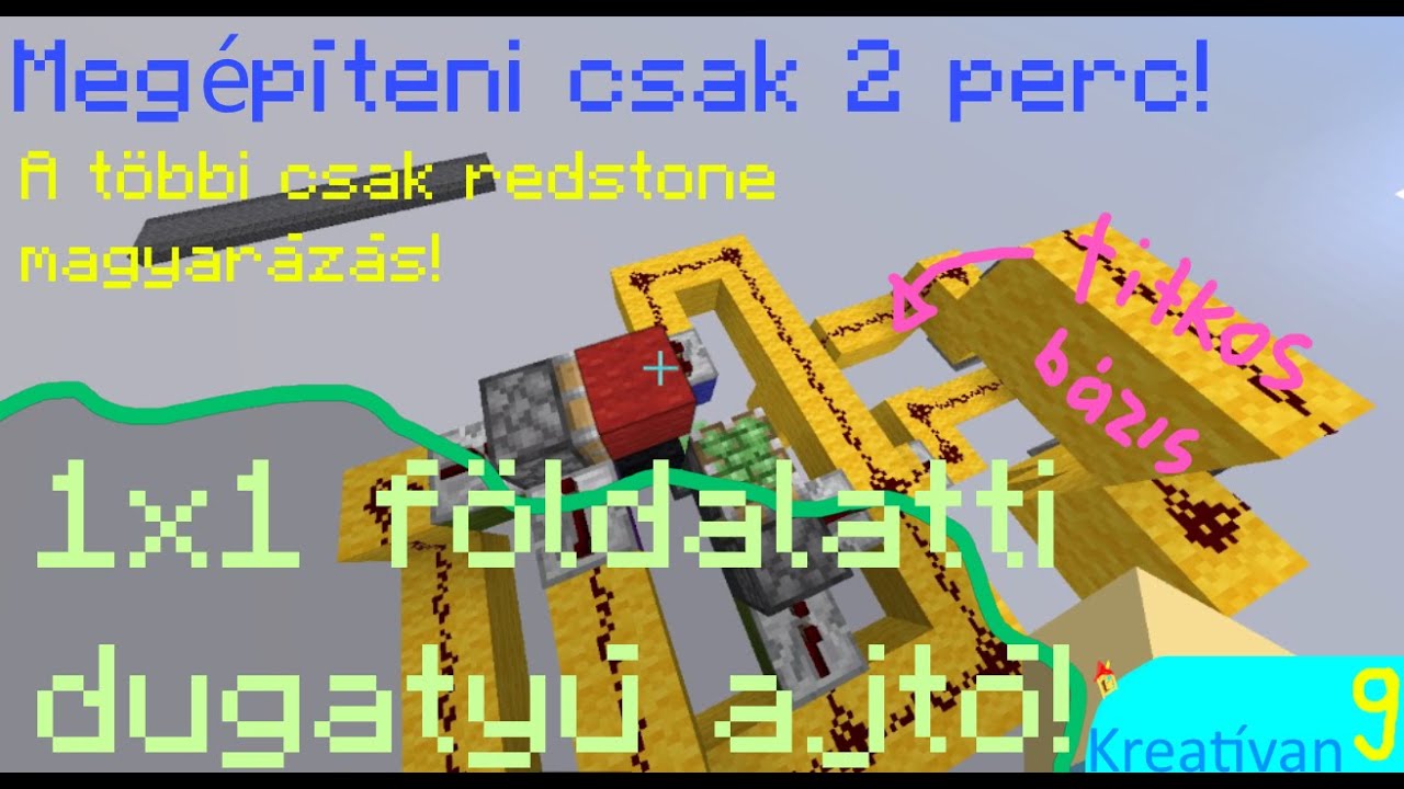 1x1 Minecraft redstone dugattyú ajtó I építés + kicsi redstone magyarázás I  Kreatívan 9 - YouTube
