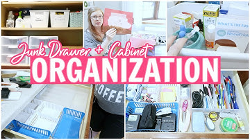 Organizing Our Messy Junk Drawer + Cabinet || MINIMIZE & DECLUTTER WITH ME!