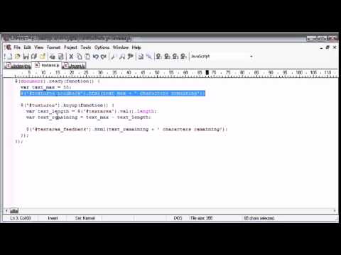 jQuery Tutorial   46   Character Counting Remaining on Textarea