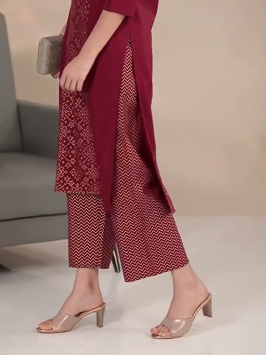 Samah Women Kurta and Palazzo Set Rayon