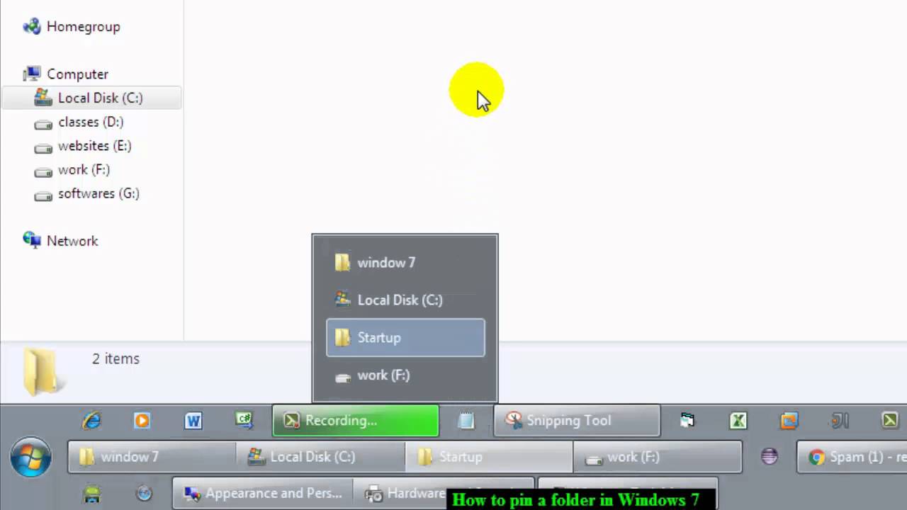 How To Pin A Folder In Windows 7 YouTube