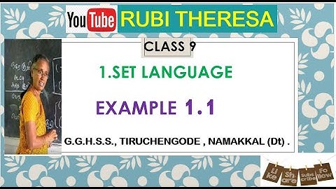 TN Samacheer Kalvi | 9th Maths | English  Medium | Set Language |  EXAMPLE 1.1