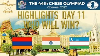 FIDE 44th Chess Olympiad Chennai 2022 Who will win: Uzbekistan, Armenia or India? | RD11 Highlights