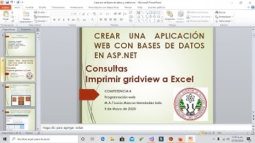 Vídeo Consultas a una base de datos en un formulario web, utilizando la plataforma VS2017.